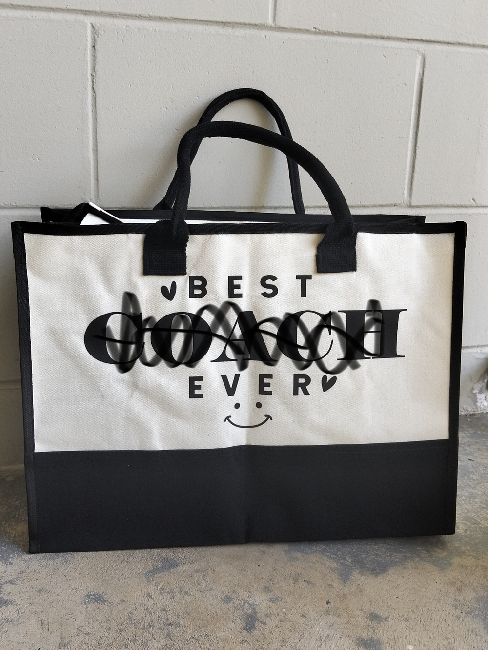 Black and White Shopping Bag 'Best Ever' With Zip Pouch